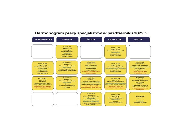 Pomoc prawna i psychologiczna w listopadzie